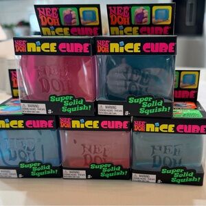 Nee Doh Nice Cube Super Solid Squish Toy - Pink & Blue